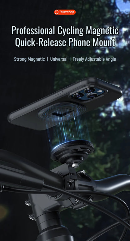 Magnetic Bike & Motorcycle Phone Mount - Universal Smartphone Holder with GPS Support, Secure Magnetic Attachment for Cycling