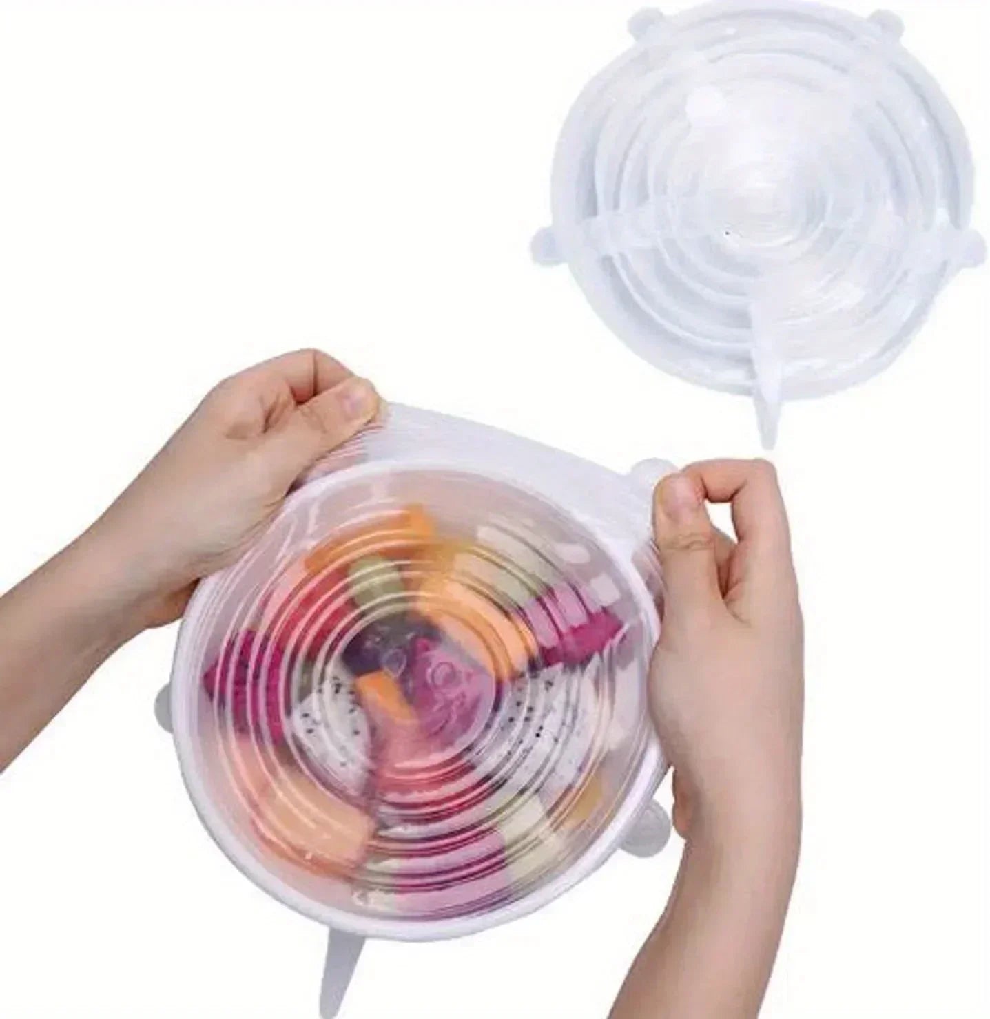 6pcs Silicone Stretch Lids, Food Bowl Covers, Reusable Food Saving Cover, Stretchable Multifunctional Fruit And Vegetable