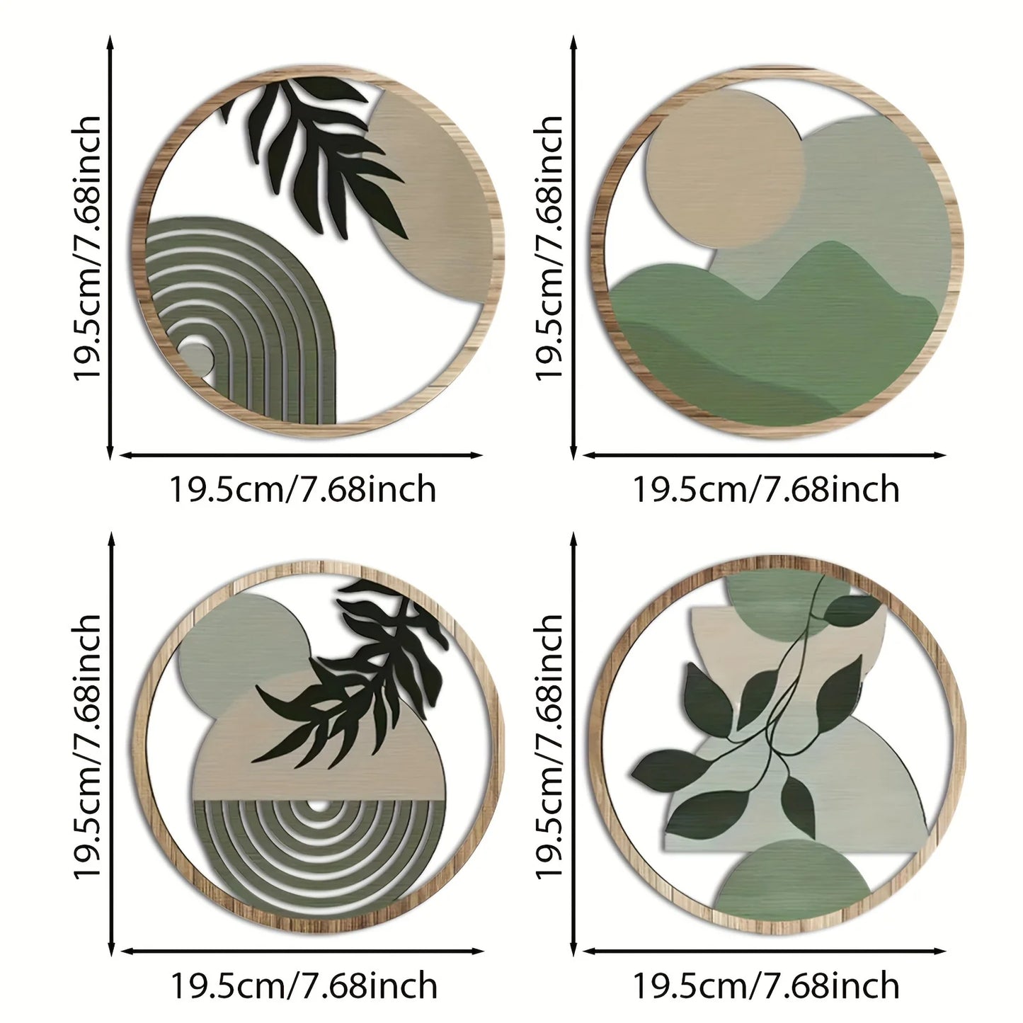 4PC Bohemian Wooden Wall Art Decor, Hollow Rustic Farmhouse Hanging Sculptures for Living Room, Bedroom, Outdoor Patio