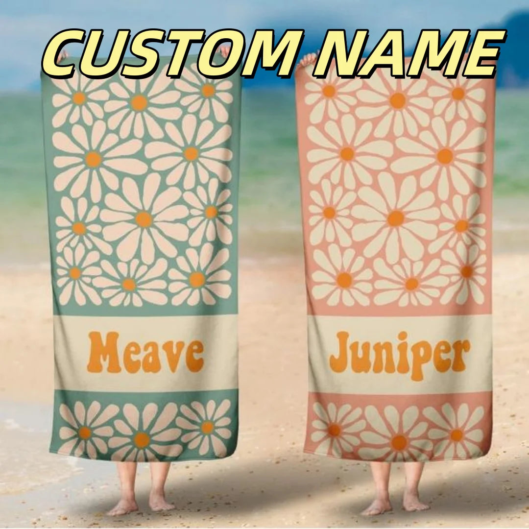 Custom Beach Towels Name Personalized Absorbent Bath Towels Anti-sand Summer Seaside Pool Towel Festival Gifts DAD MOM Family