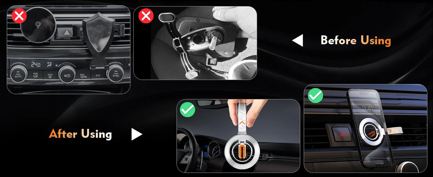 for MagSafe Car Mount, 3-in-1 Upgraded Magnetic Phone Ring Holder Grip Kickstand Car  with MagSafe Accessories for IOS & Android