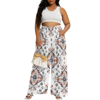 2025 Spring Palazzo Pants for Women High Waisted Wide Leg Stretchy Loose Fit Casual Trousers Party Pants with Pocket