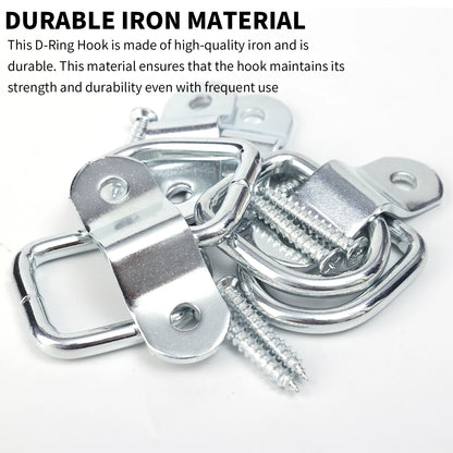 D Ring Tie Down Anchor Hook for Cargo Securing on Car Trucks Trailers Heavy Duty Metal Pull Ring Easy Surface Mount Fixing Point
