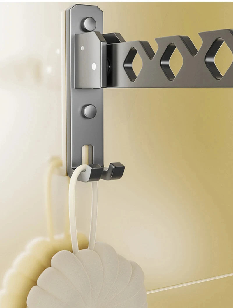 Wall Mounted Clothes Hanger No Punching Folding Drying Racks Collapsible Multi-Purpose Clothes Drying Rack Bathroom Space Saving