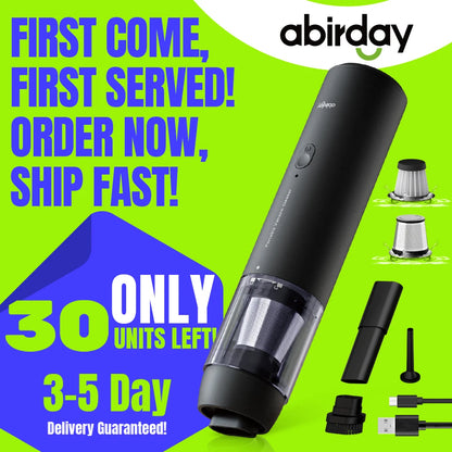 ABIRDAY Cordless Handheld Vacuum Cleaner for Laptop & Car,Portable & Multifunctional,USB Rechargeable,Strong Suction,Brushless