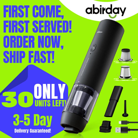 ABIRDAY Cordless Handheld Vacuum Cleaner for Laptop & Car,Portable & Multifunctional,USB Rechargeable,Strong Suction,Brushless
