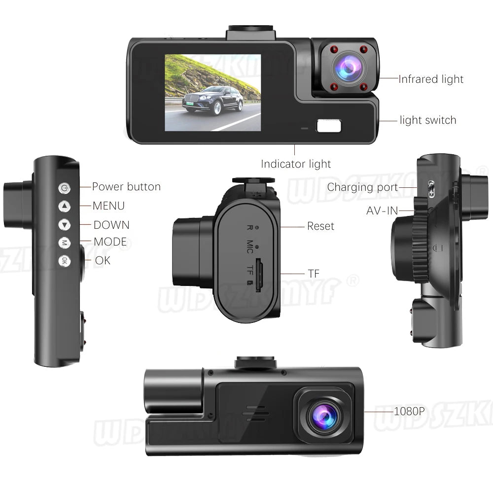 3Camera Dash Cam For Car Camera 1080P Video Recorder WIFI Car DVR 2lens Front Rear View Camera Night Vision Car Accessories