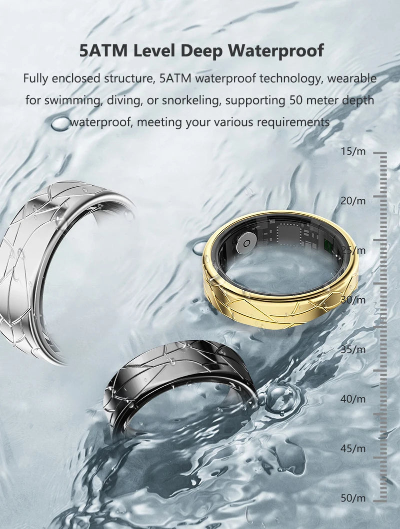 Smart Ring Women Health Tracker Heart Rate Blood Oxygen Photo Control Brush Tiktok Waterproof Multi-sport Modes Men Fitness Ring