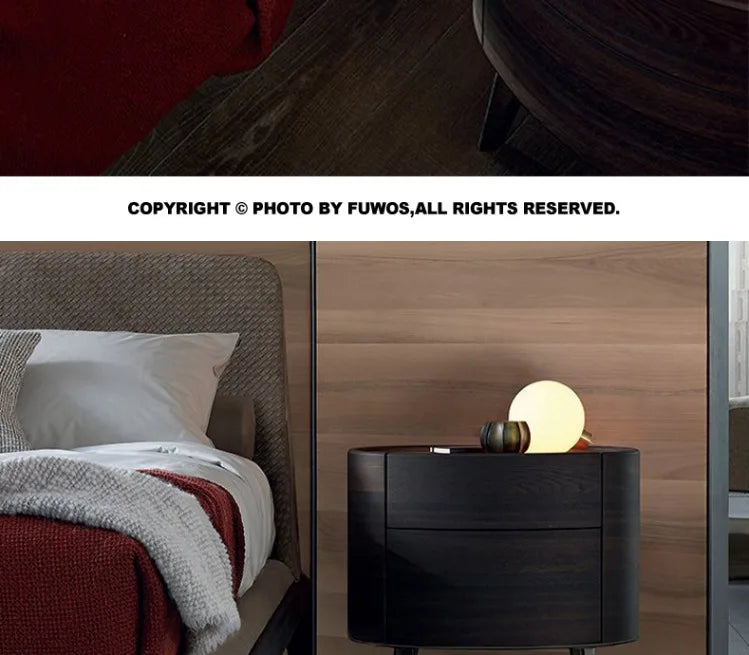 Solid Wood Creative Elliptical Bedside Table Modern Simple Night Stand for Bedroom Nightstands Storage Cabinet Bedroom Furniture