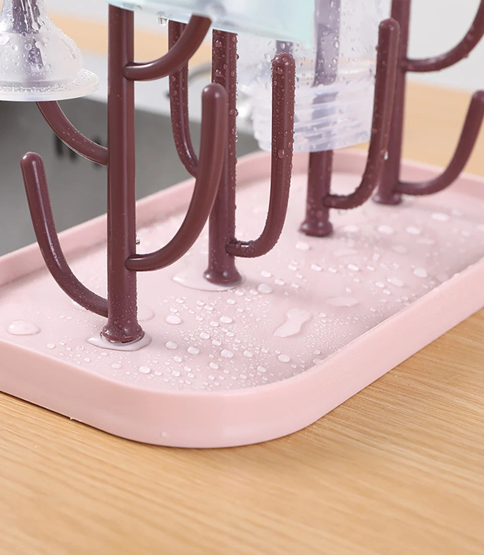Baby Bottle Drying Racks Pink Beige Feeding Cup Holder Removable Storage Support Drain Rack Bottle Cleaning Drying Machine