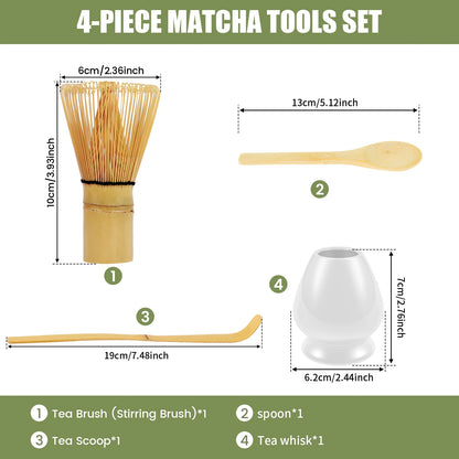 Matcha Whisk and Bowls Kit with Whisk Holder Scoop and Sifter Japanese Style Matcha Making Set Teaset Giftbox for Tea lovers