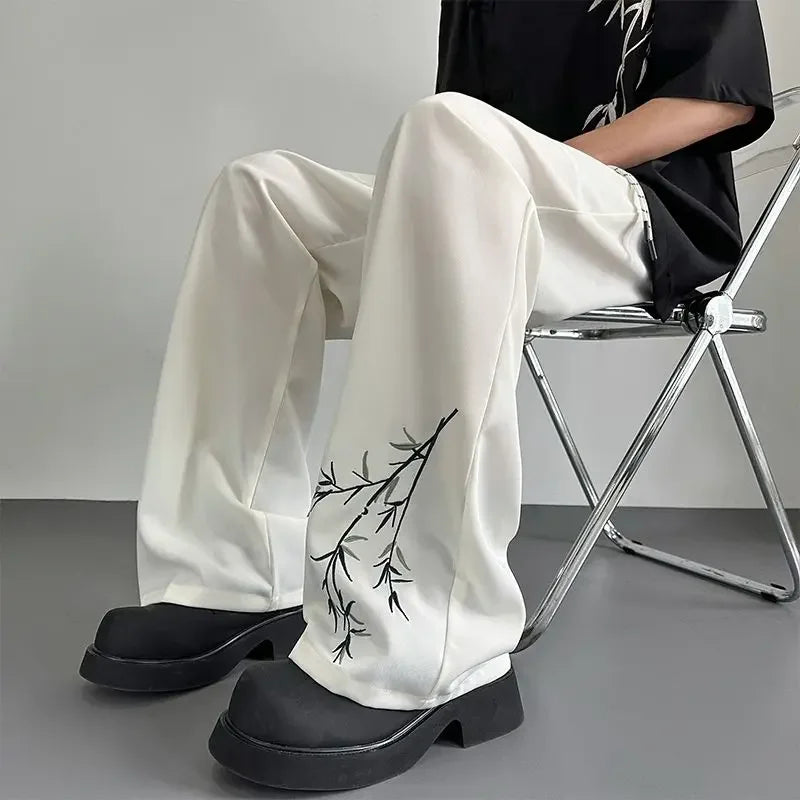 Social Tailoring Business Work Man Suits Pants Office Ice Silk Cooling Trousers for Men Fabric Korean Style Clothes Designer Up