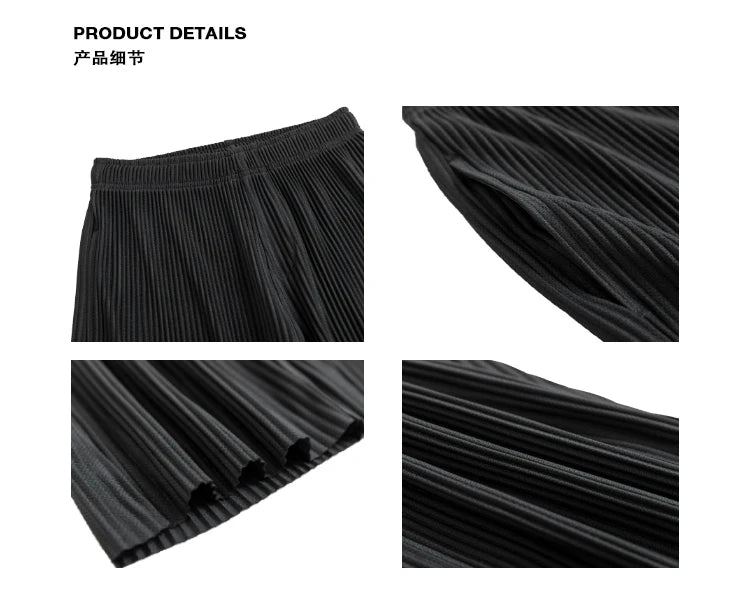 Summer Pleated Pants Men Fashion Gray Black Casual Pants Men Japanese Streetwear Loose Straight Ice Silk Pants Mens Trousers