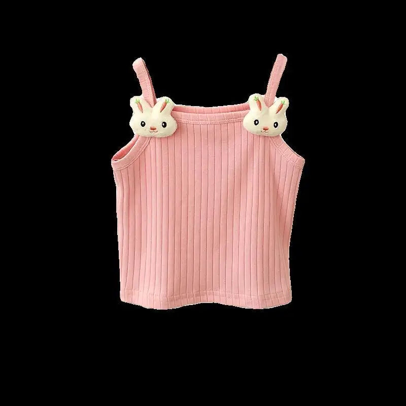Baby Girls T-shirts  Kids Summer Sleeveless Tops Vest  Girls Cute Halter Tops Tees Children Clothing 1-7 Year Girls Top