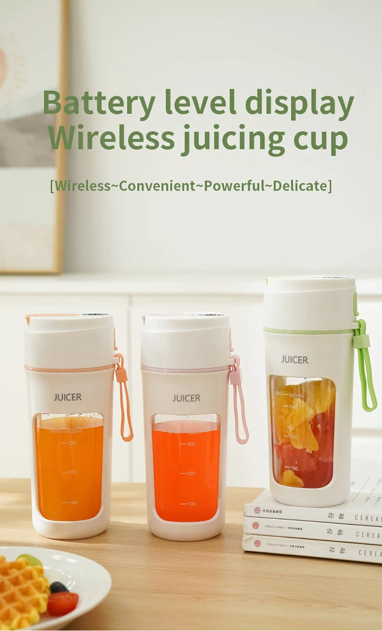 Portable Juicer Mini Electric Blender Multifunction Juice Maker Machine Fruit Mixers Extractors Smoothies Mixer 6 Blades 1200mAh