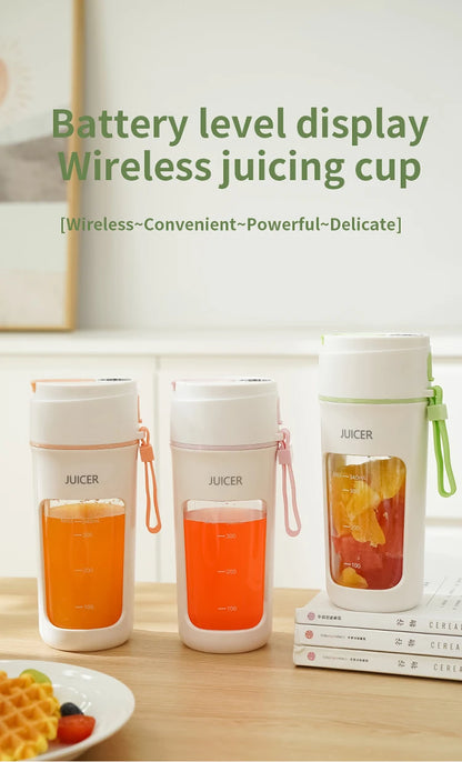 Portable Juicer Mini Electric Blender Multifunction Juice Maker Machine Fruit Mixers Extractors Smoothies Mixer 6 Blades 1200mAh