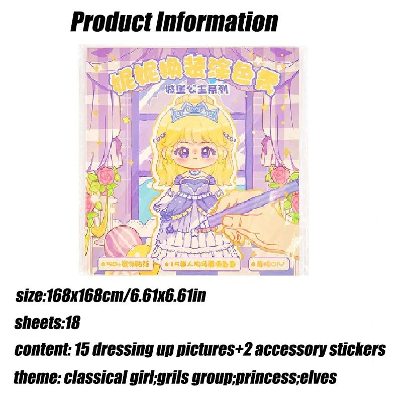 Educational Coloring Book DIY Painting Books with Stickers Girls Princess Dressing Up Drawing Set Art Supplies
