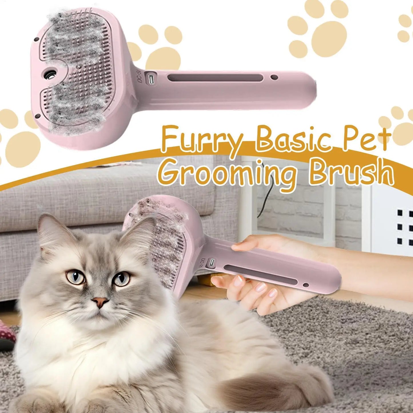 Pet Hair Remover Spray Grooming Comb Cats Dogs Floating Hair Removal Steam Cleaning Brush Dematting Water Mist Humidifier Comb