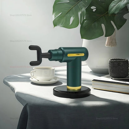 Portable Mini Electric Massager Gun for Body Deep Tissue Muscle Relaxation With LED Touch Screen 4Replaceable Massage Head