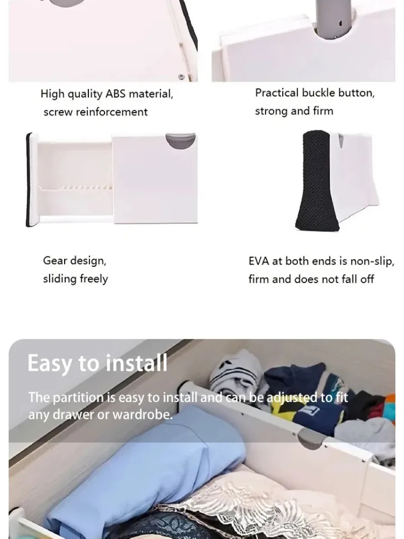 T Drawer Divider Adjustable Home Organization Dividers White Plastic Partition Holder Creative Retractable Drawer Dividers