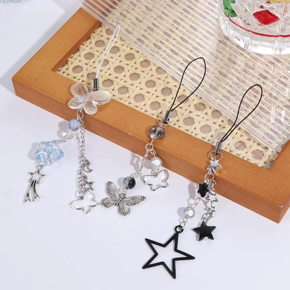 Sweet Girl Y2K Phone Pendant Phonestraps Phone Charms Phone Chain Butterfly Backpack Ornament Phone Lanyard Keyring Jewelry
