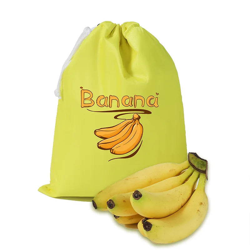 Fruit Vegetables Storage Bag Reusable Drawstring Food Storage Bags Fresh-keeping Pouch Bag for Picnic Outdoor Activities