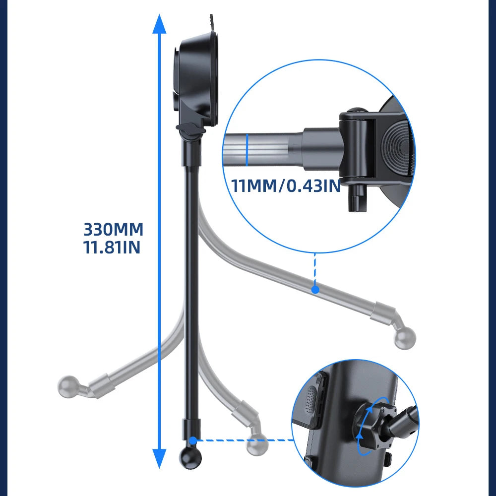 Dashboard Phone Holder for Car【360° Widest View】9in Flexible Long Arm, Universal Handsfree Auto Windshield Air Vent Phone Mount