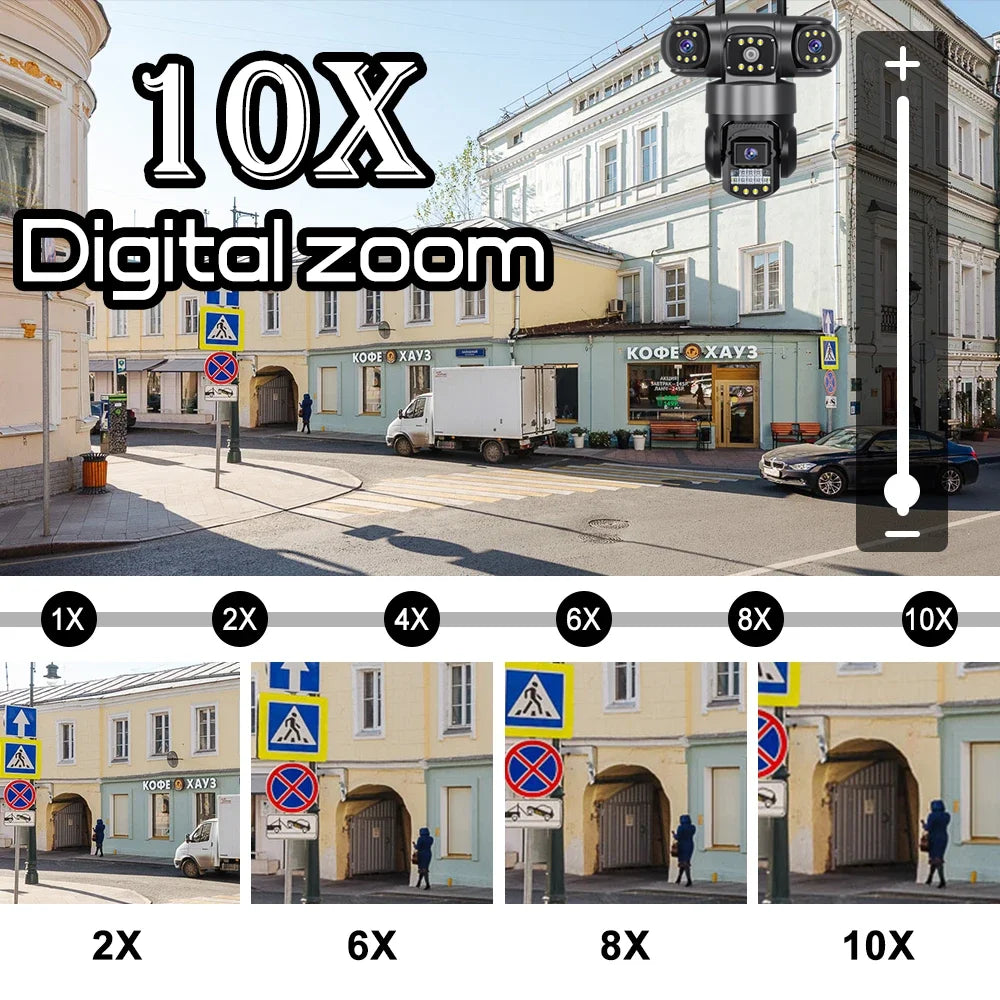 CCTV 3 Lens Video Surveillance Camera Wifi Network Camera 4G SIM Card Wireless 360 Monitor Outdoor Waterproof Security Cameras