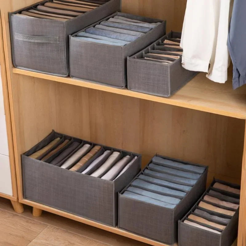 Foldable Storage Organizers Drawer Closet Divider Boxes for Jeans Socks Bra Wardrobe Clothes Storage Underwear Organizers Sets