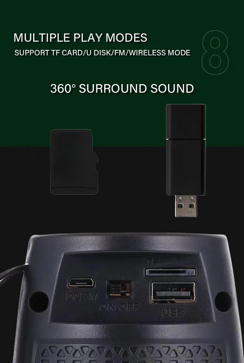 1PC RGB Colorful Lights Wireless Bluetooth Speaker With LED Light Portable Outdoor Stereo Supports TF And U Disk Expansion