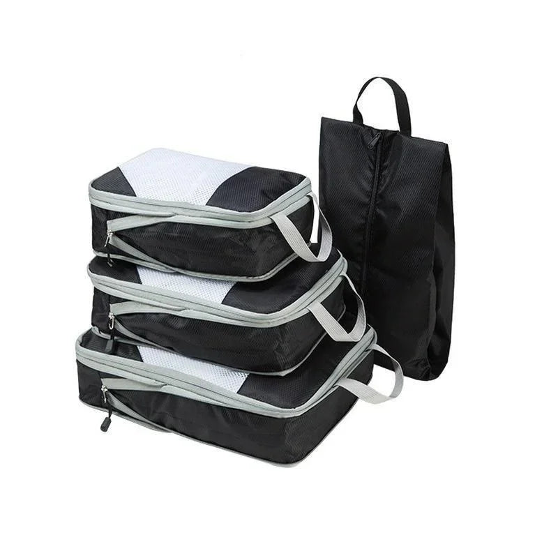 4 Pcs/set Compression Packing Cubes Travel Storage Bag Suitcase Packing Mesh Bags for Clothing Underwear Shoes