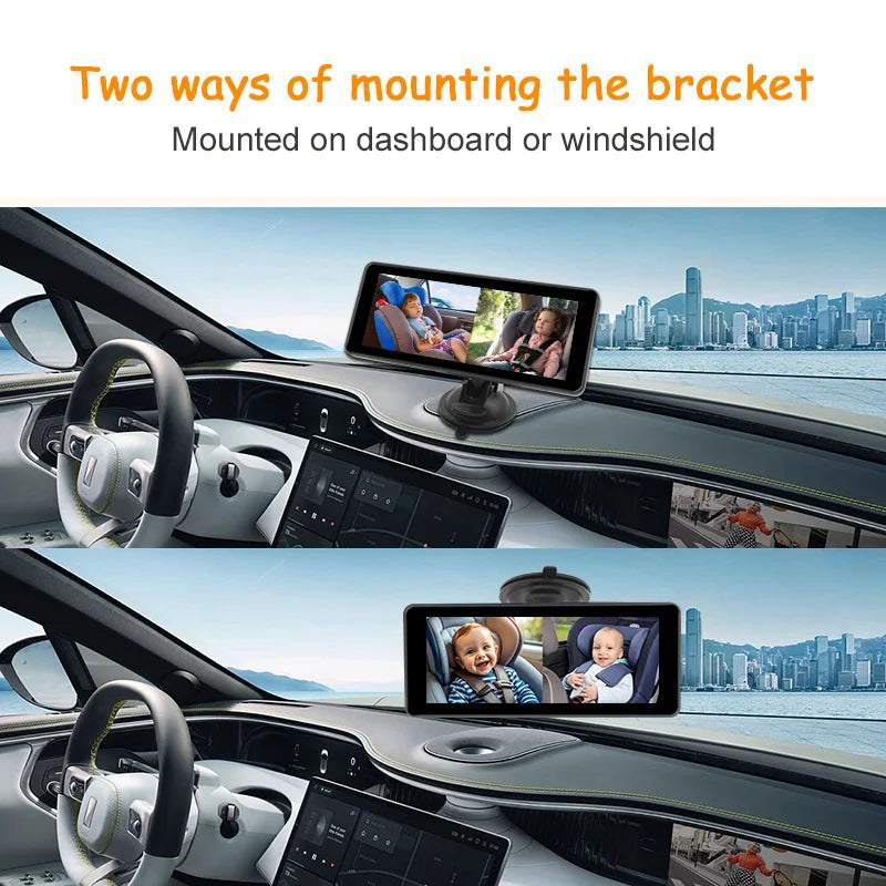 2 Camera Rear View Monitor 6.86'' IPS Screen Baby Car Mirror Wide View Angle for Infants Kids Pets Night Vision Function