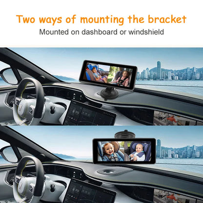 2 Camera Rear View Monitor 6.86'' IPS Screen Baby Car Mirror Wide View Angle for Infants Kids Pets Night Vision Function