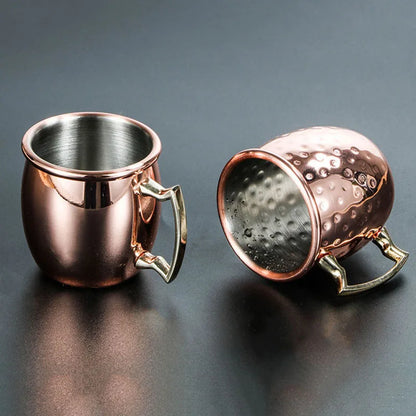 60ML Moscow Mule Cocktail Mug Stainless Steel Coffee Cups Personalized Espresso Mugs Modern Hammer Pattern Design Drinkware