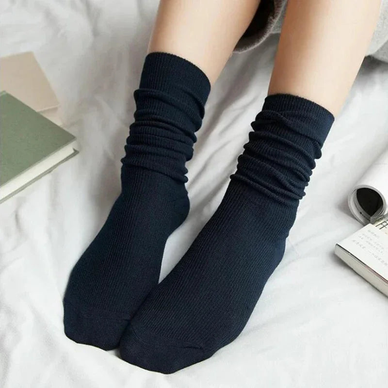 Women's Socks for Woman Winter Autumn Middle Tube Kawaii Cotton Black Red Khaki Feminino Girls Cute Stockings FDT112