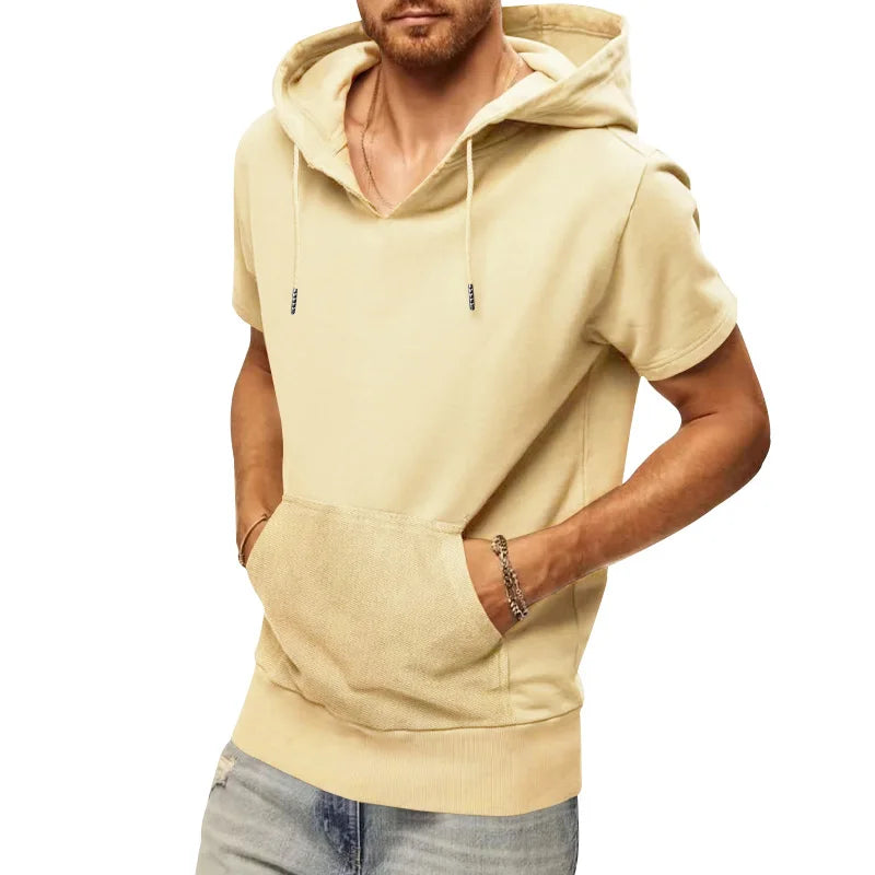 2024 Amazon New Men's Athleisure European and American Hooded Loose Short Sleeves