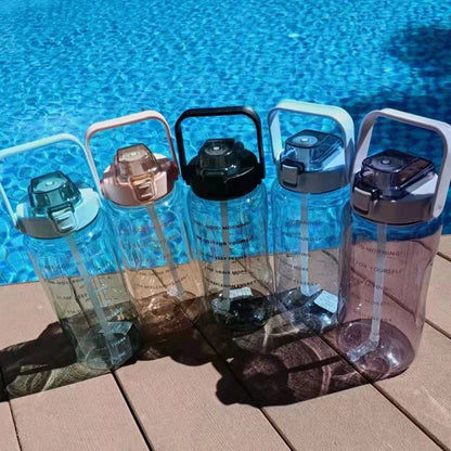 2000ml Sports Water Kettle Large Capacity Straw Kettle With Scale For Running Cycling Fitness Camping Outdoor Large Water Bottle