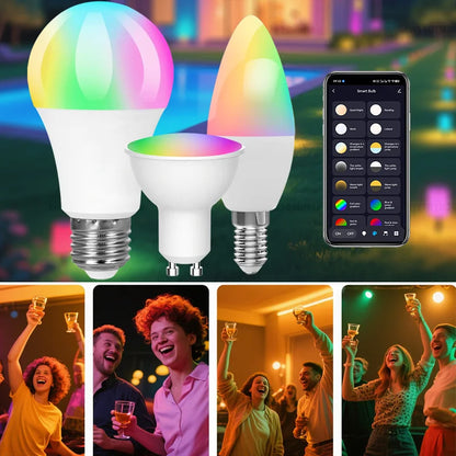 Tuya Bluetooth Smart Light Bulb LED RGBCW E27 E14 GU10 Timed Group Control For Multiple Scene Modes Music Mode 9W 5W