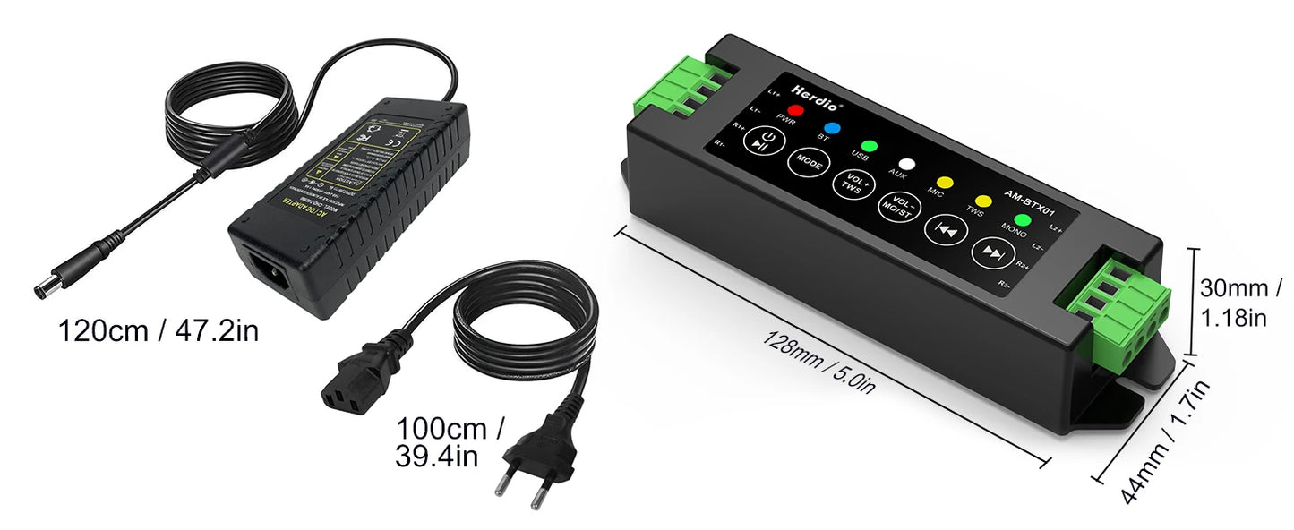 Herdio 5.25'' 600W 4PCS Outdoor Bluetooth Speakers Waterproof Wired Wall Mount Weatherproof Loudspeaker System For Garden Patio