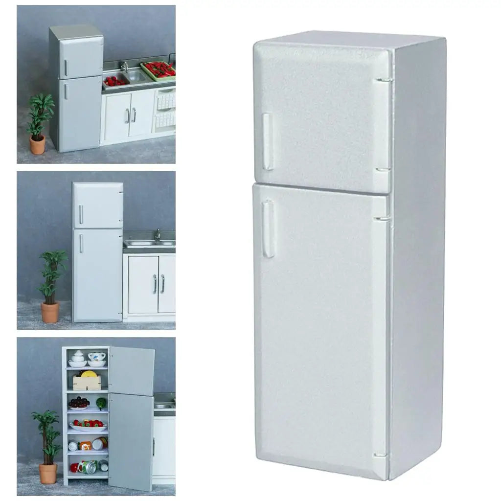 1/12 Dollhouse Miniature Kitchen Refrigerator Wooden Fridge Furniture