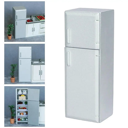 1/12 Dollhouse Miniature Kitchen Refrigerator Wooden Fridge Furniture