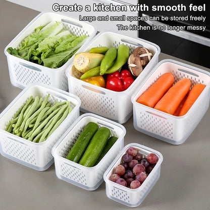 1pcs Refrigerator Storage Box Fridge Organizer Fresh Vegetable Fruit Drain Basket Storage Container Pantry Kitchen Organizer