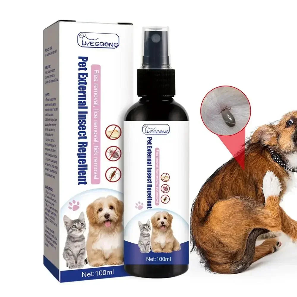 Pet Dog Cat Anti Flea Drops 100ml Insectcide Flea Lice Remover Spray Insect Repellent Soothing Home and Cats Dogs Prevent Ticks