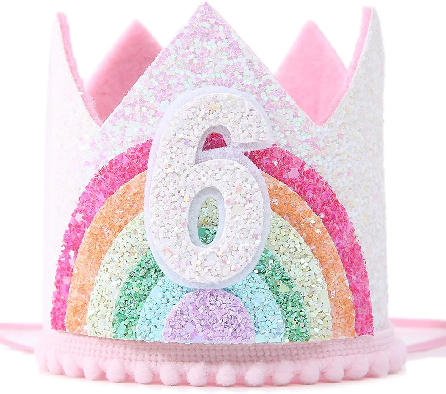 Felt Rainbow Theme Birthday Party Crown 1st 2nd 3rd Happy Birthday Party Decor Kids Baby Shower Party Number Hat Unicorn Party