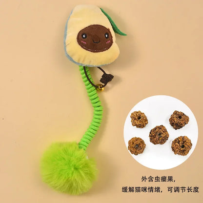Interactive cat toy, fruit, spring, crocodile, Tiger, avocado, to relieve boredom toy