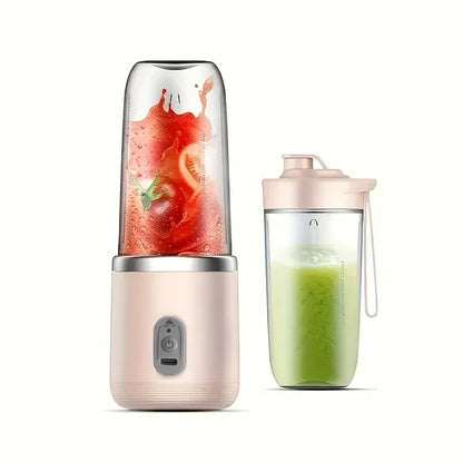 Portable 2 Cup Electric Juicer Blender - USB Rechargeable, 6 BladeCordless Personal Blender for Fruits and Vegetables