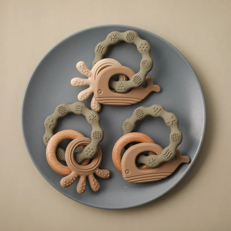 Baby Silicone Teethers Animal Food Grade Silicone Baby 0-12 Toys Silicone Teeth Grinding Stick Newborn Pacifier Accessories Toys