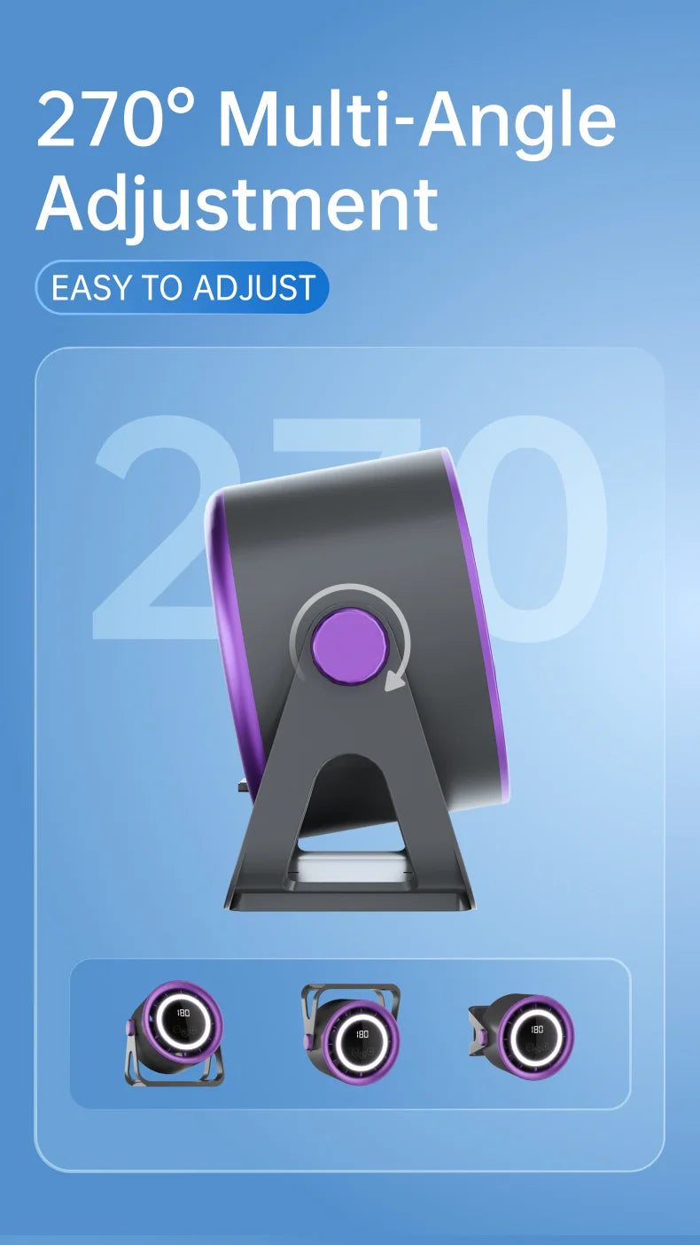 TINSOL 2500mAH Portable Electric Fan with Ambient Light Turbo Mute Electric Fan Desktop Wall Mount Ceiling Air Cooler