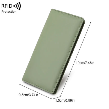 RFID Blocking Ultra-Thin Wallet for Women, Multi-Card Check Credit Card Bag, Multi-functional Zipper Buckle, Long Fashion wallet