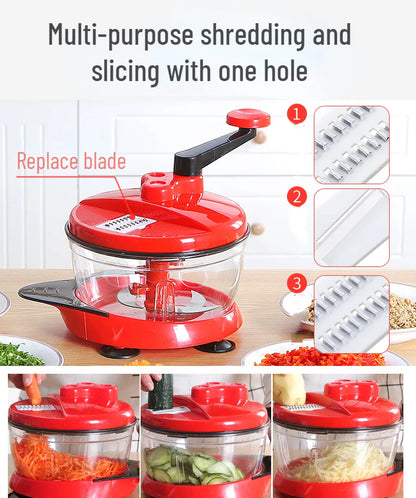 Mixer Food Processor Kitchen Manual Powerful Egg Blender Meat Grinder Vegetable Chopper Shredder Stainless Steel Blade Cutter